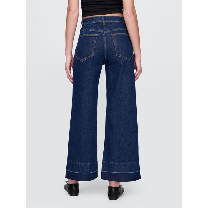 High Stride Wide-Leg Ankle Jean Pantolon цвет: Синий