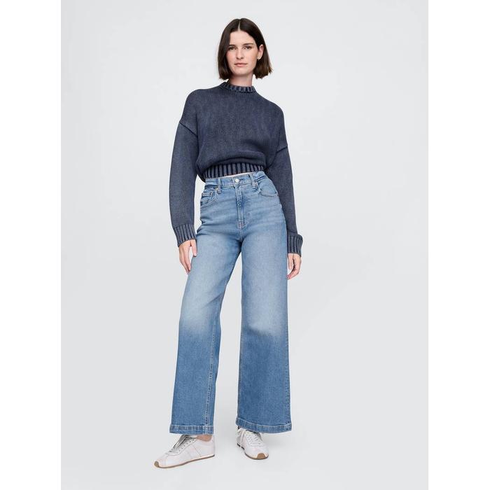 High Stride Wide-Leg Ankle Jean Pantolon цвет: Голубой