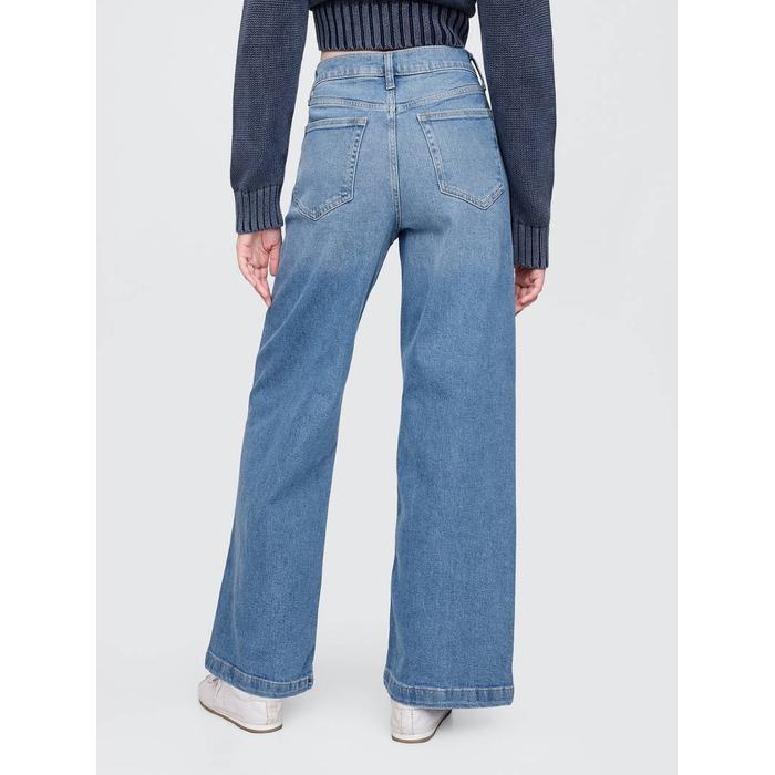 High Stride Wide-Leg Ankle Jean Pantolon цвет: Голубой