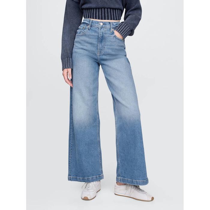 High Stride Wide-Leg Ankle Jean Pantolon цвет: Голубой