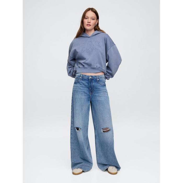 Gap Logo VintageSoft Crop Kapüşonlu Sweatshirt цвет: Голубой