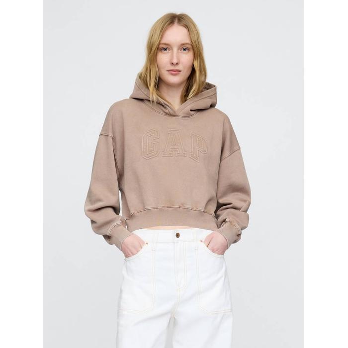Gap Logo VintageSoft Crop Kapüşonlu Sweatshirt цвет: Коричневый