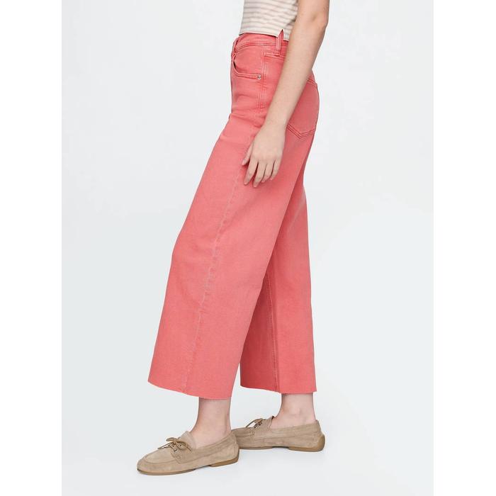 High Rise Stride Wide-Leg Ankle Jean Pantolon цвет: Розовый