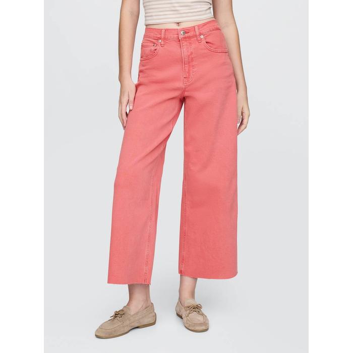 High Rise Stride Wide-Leg Ankle Jean Pantolon цвет: Розовый
