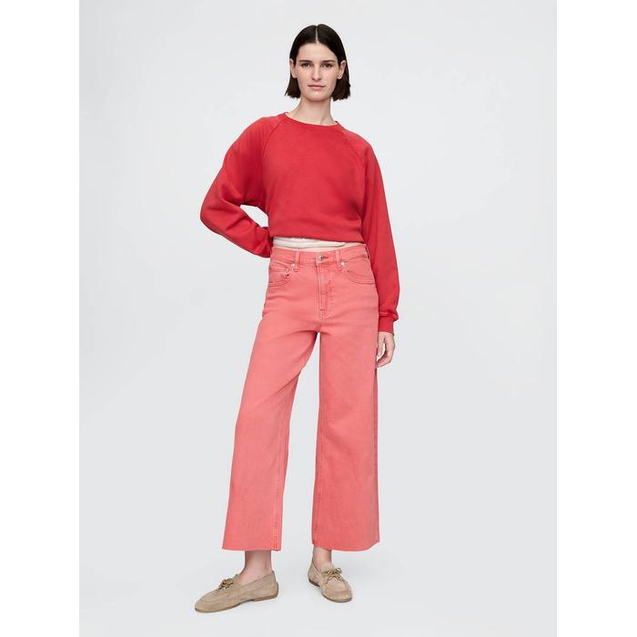 High Rise Stride Wide-Leg Ankle Jean Pantolon цвет: Розовый