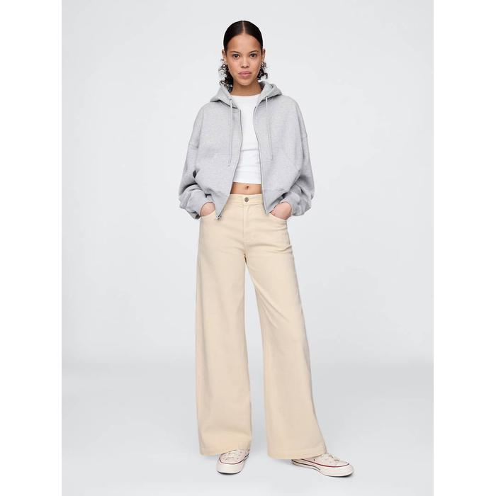 High Rise Stride Wide-Leg Jean Pantolon цвет: Бежевый