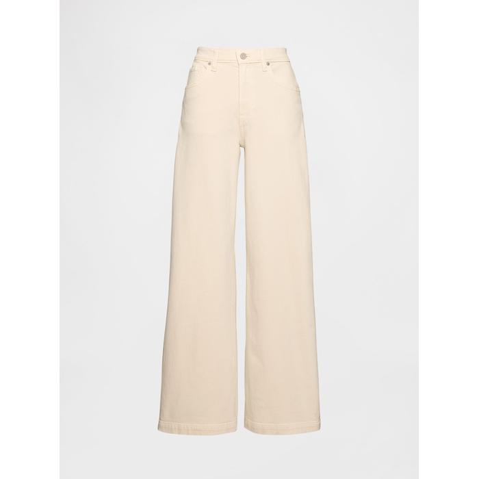 High Rise Stride Wide-Leg Jean Pantolon цвет: Бежевый