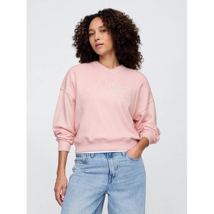 Gap Logo Vintage Soft Havlu Kumaş Wedge V Yaka Sweatshirt цвет: Розовый
