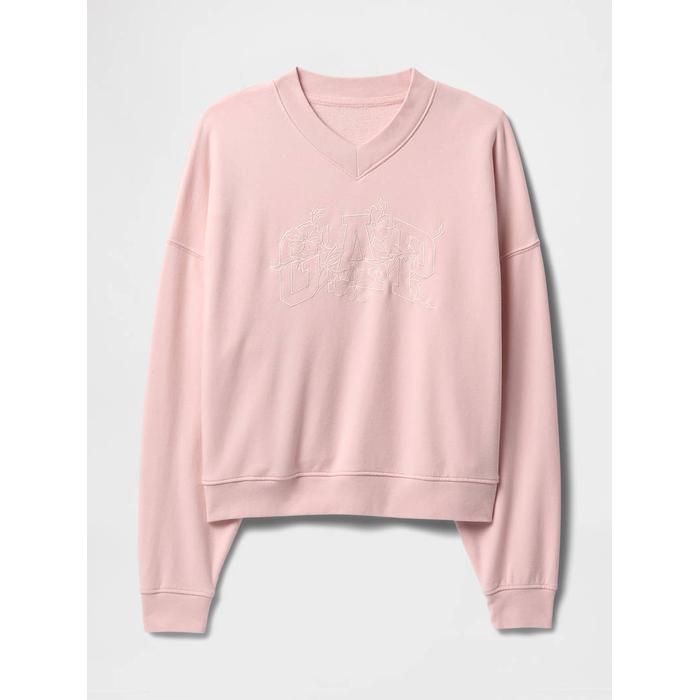 Gap Logo Vintage Soft Havlu Kumaş Wedge V Yaka Sweatshirt цвет: Розовый