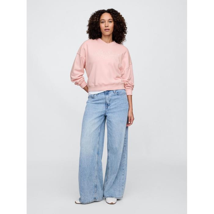 Gap Logo Vintage Soft Havlu Kumaş Wedge V Yaka Sweatshirt цвет: Розовый