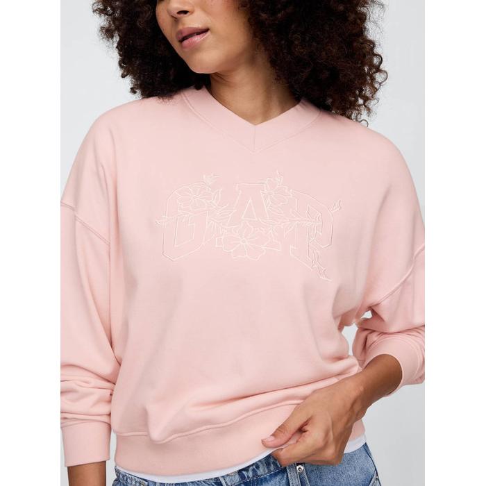 Gap Logo Vintage Soft Havlu Kumaş Wedge V Yaka Sweatshirt цвет: Розовый