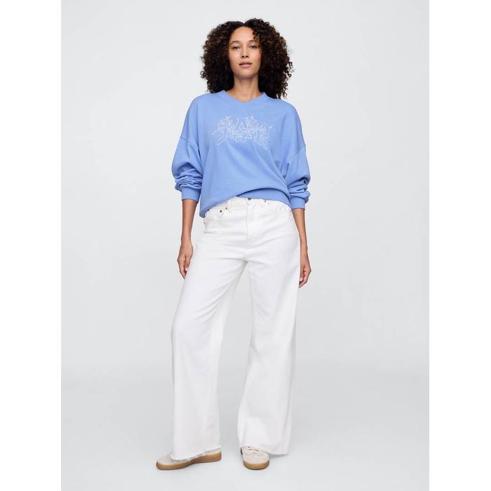 Gap Logo Vintage Soft Havlu Kumaş Wedge V Yaka Sweatshirt цвет: Голубой