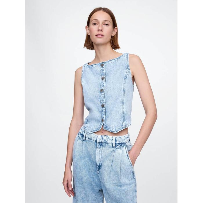 UltraSoft Crop Denim Yelek цвет: Голубой