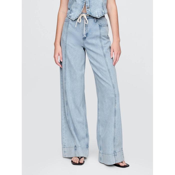 Mid Rise UltraSoft Denim Baggy Pantolonlar цвет: Голубой