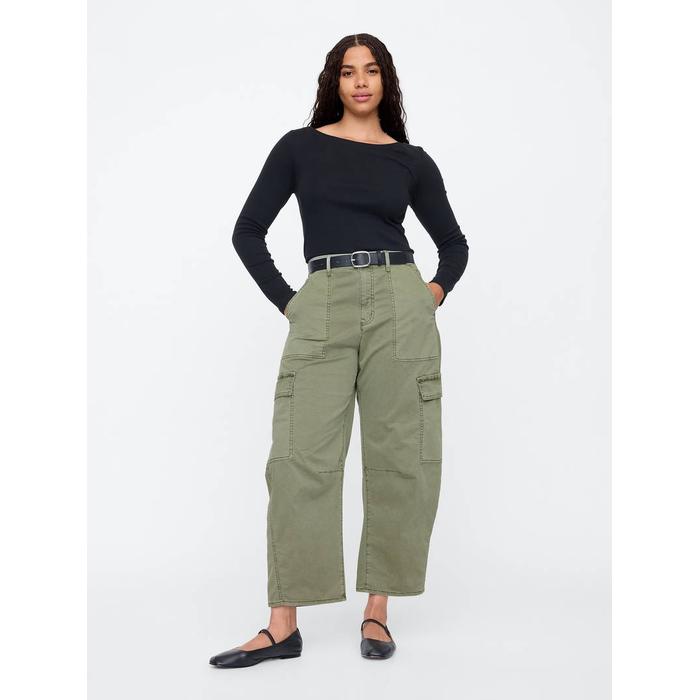 High Rise Barrel Kargo Khaki Pantolon цвет: Хаки