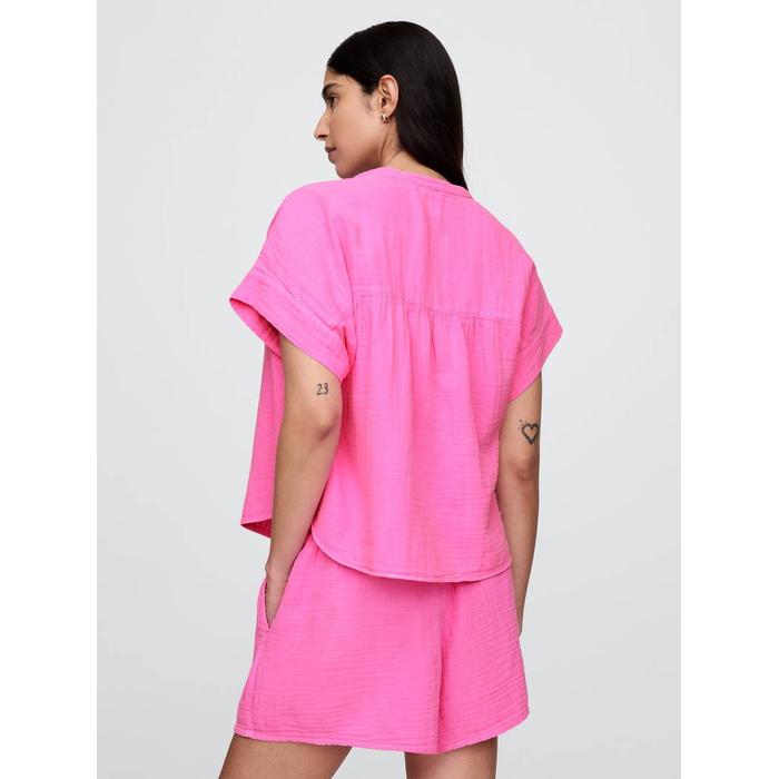 Crinkle Gauze Gömlek цвет: Розовый