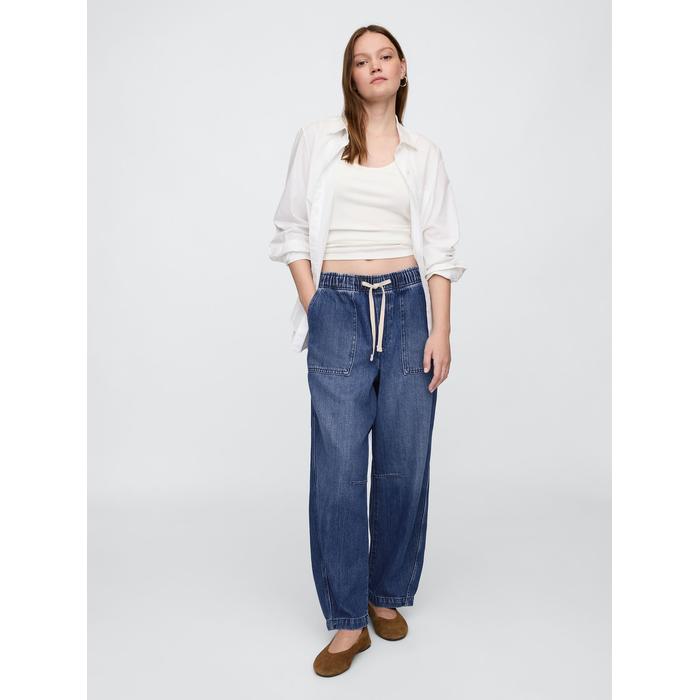 Mid Rise Supersoft Pull-On Barrel Jean Pantolon цвет: Голубой