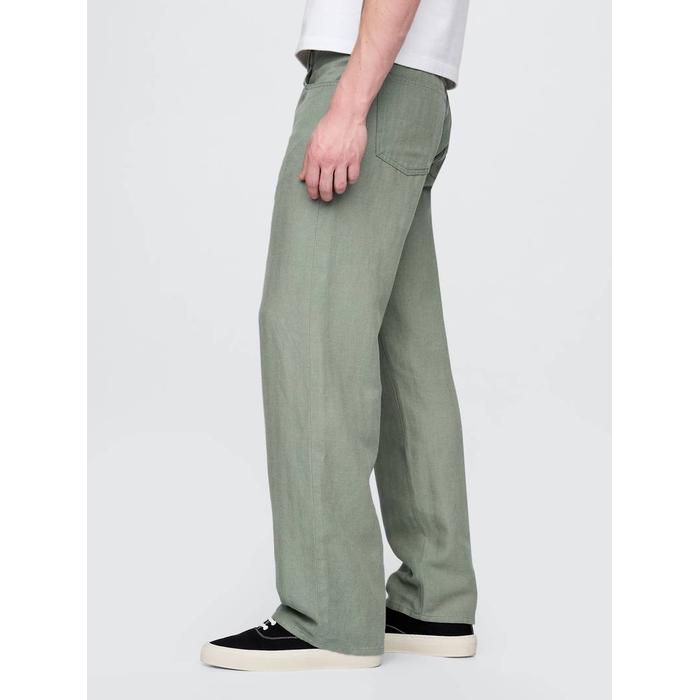 Keten Karışımlı 90's Loose Herringbone Pantolon цвет: Зелёный