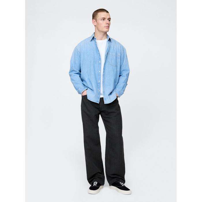 Keten Karışımlı 90's Loose Herringbone Pantolon цвет: Чёрный
