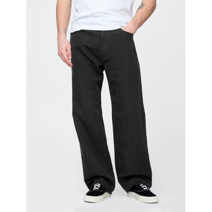 Keten Karışımlı 90's Loose Herringbone Pantolon цвет: Чёрный