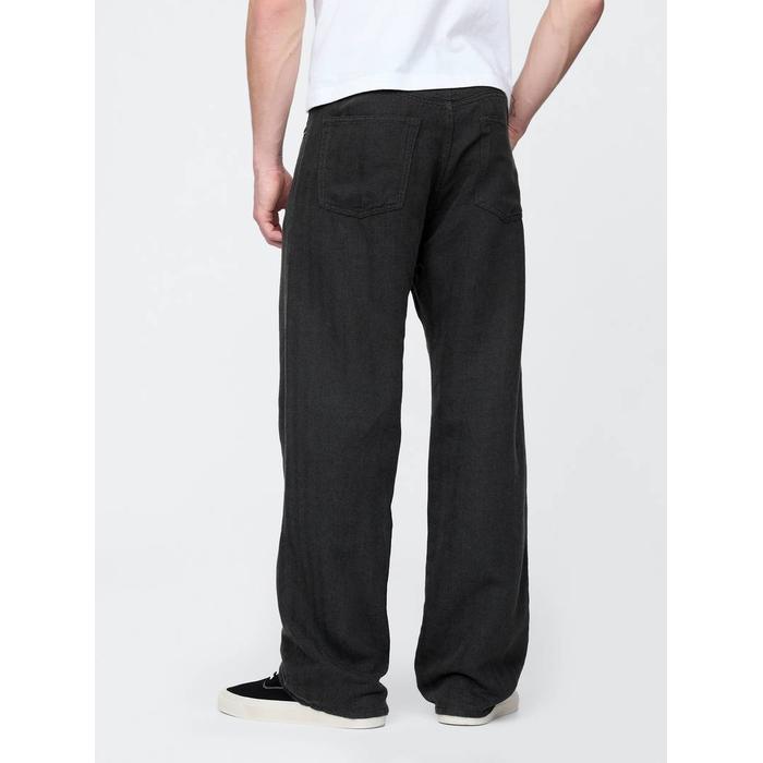 Keten Karışımlı 90's Loose Herringbone Pantolon цвет: Чёрный