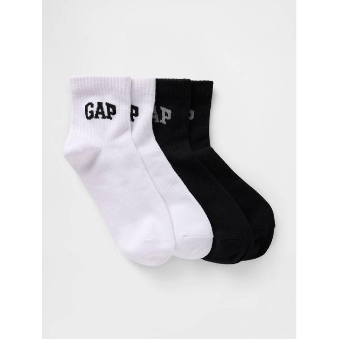 Комплект носков Gap Logo Quarter Crew из 2 круглых воротников цвет: Чёрный