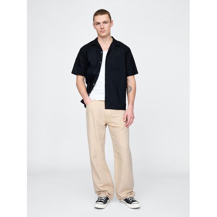 Keten Karışımlı 90's Loose Herringbone Pantolon цвет: Бежевый
