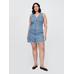 V Yaka Denim Mini Elbise цвет: Голубой