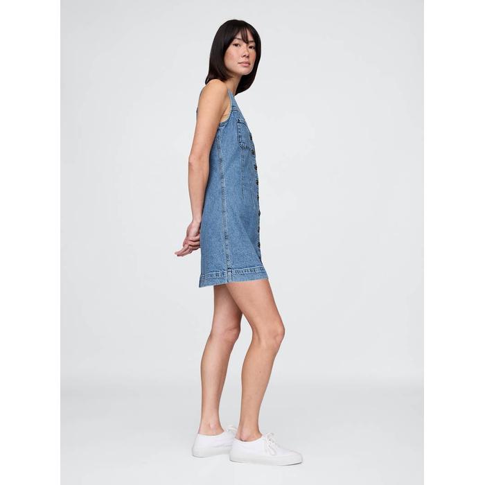V Yaka Denim Mini Elbise цвет: Голубой