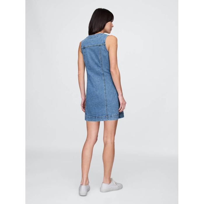 V Yaka Denim Mini Elbise цвет: Голубой