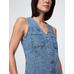 V Yaka Denim Mini Elbise цвет: Голубой