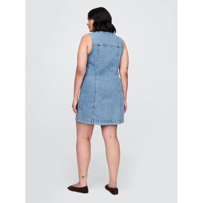 V Yaka Denim Mini Elbise цвет: Голубой