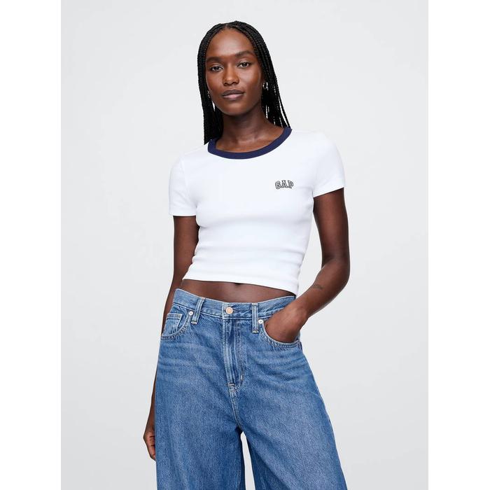 Футболка с укороченным логотипом Gap цвет: Белый