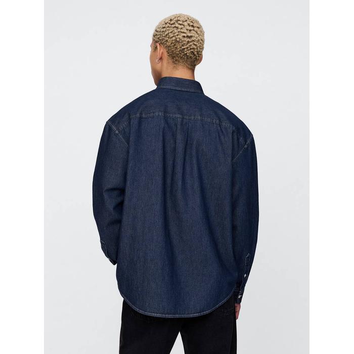 İşlemeli Denim Big Gömlek цвет: Синий