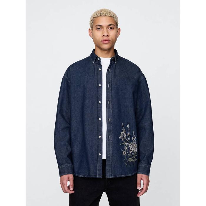 İşlemeli Denim Big Gömlek цвет: Синий