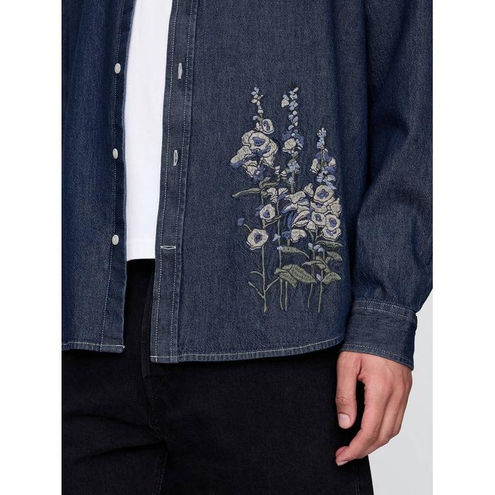 İşlemeli Denim Big Gömlek цвет: Синий