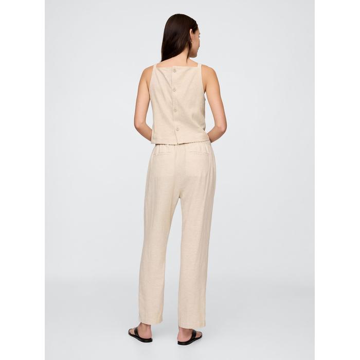 Mid Rise Keten Karışımlı Pull-On Pantolon цвет: Бежевый