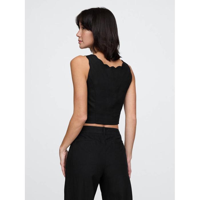 Keten Karışımlı Crop Askılı Bluz цвет: Чёрный