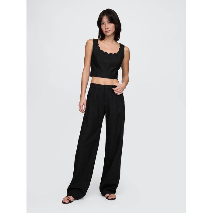 Keten Karışımlı Crop Askılı Bluz цвет: Чёрный