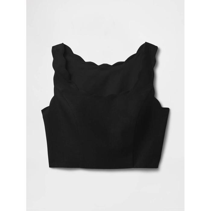 Keten Karışımlı Crop Askılı Bluz цвет: Чёрный