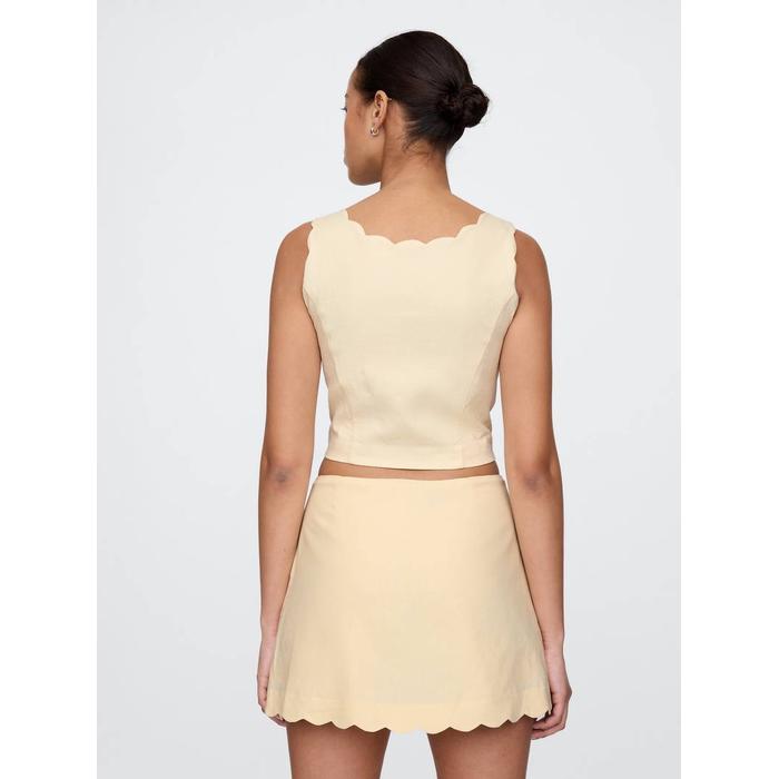 Keten Karışımlı Crop Askılı Bluz цвет: Бежевый