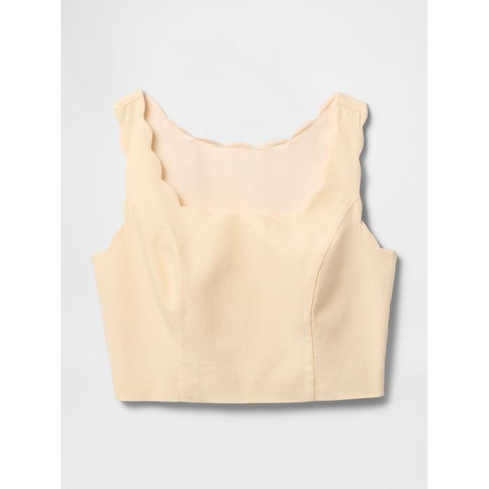 Keten Karışımlı Crop Askılı Bluz цвет: Бежевый