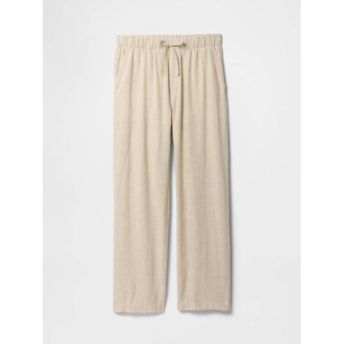 Mid Rise Keten Karışımlı Pull-On Pantolon цвет: Бежевый