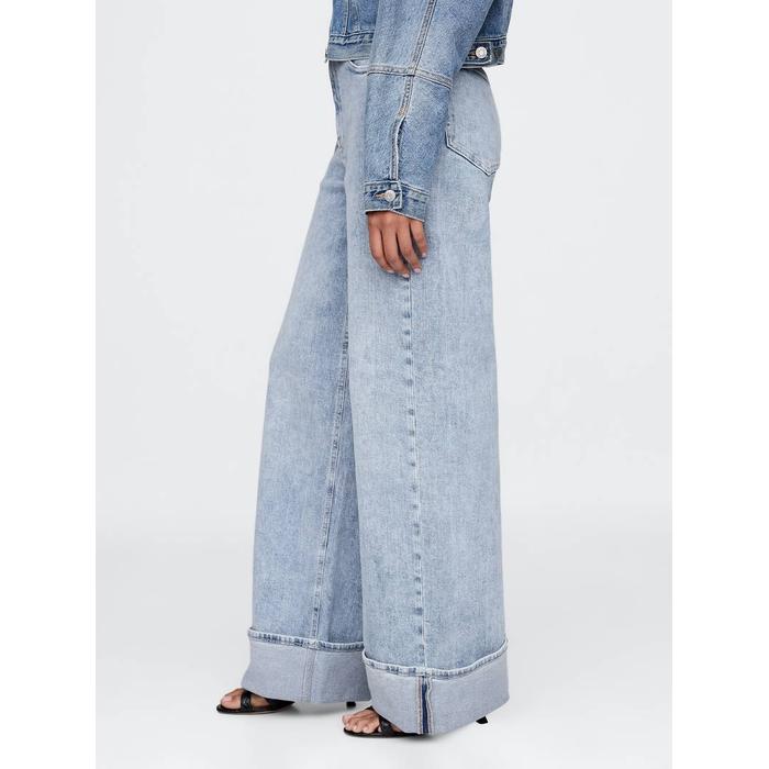 High Rise Wide Leg Jean Pantolon цвет: Голубой