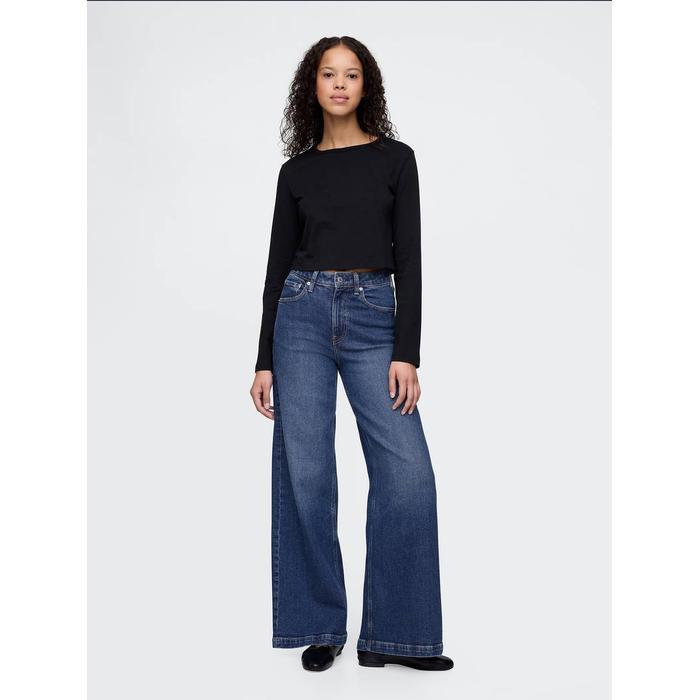 High Rise Stride Wide-Leg Curvy Jean Pantolon цвет: Синий