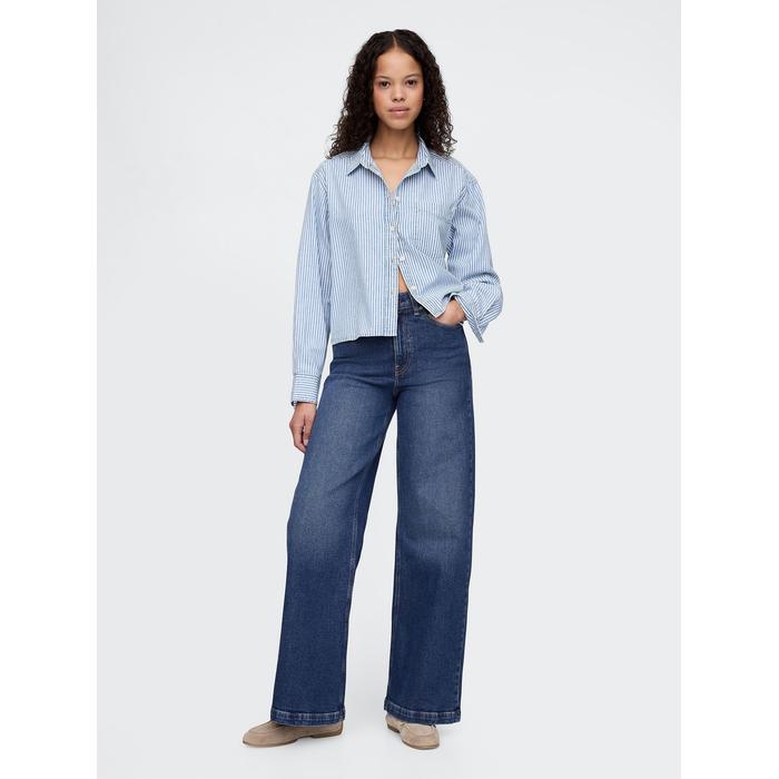 High Rise Stride Wide-Leg Curvy Jean Pantolon цвет: Синий