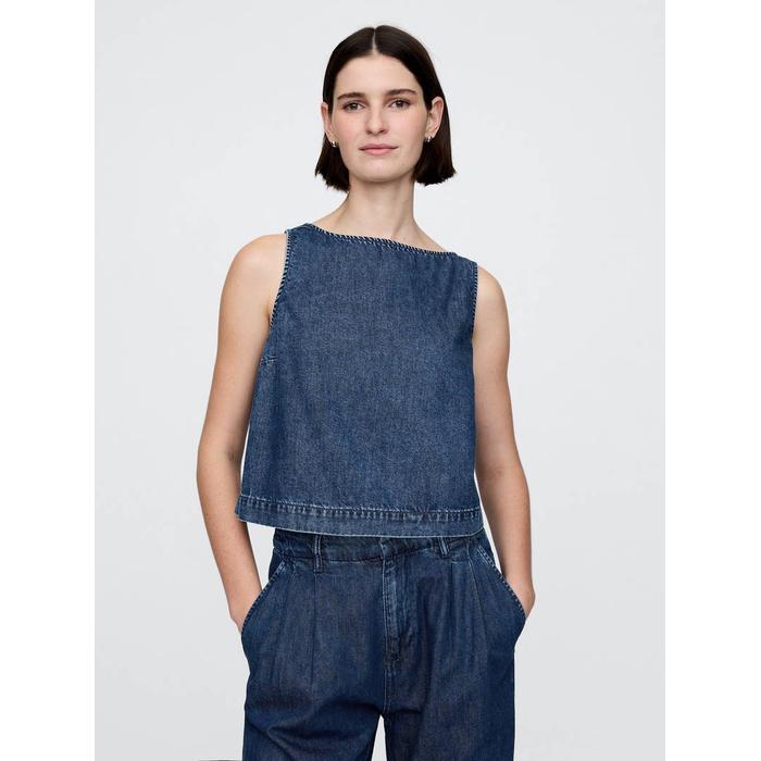 UltraSoft Denim Crop Bluz цвет: Синий