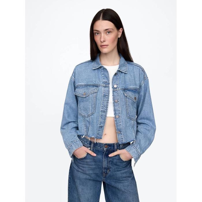 UltraSoft Relaxed Crop Icon Denim Ceket цвет: Голубой