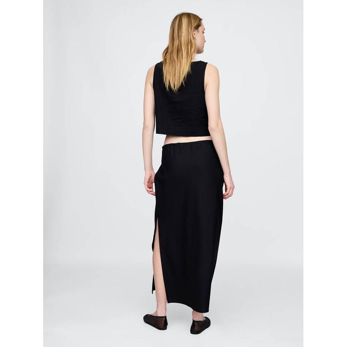 Linen-Blend Midi Etek цвет: Чёрный