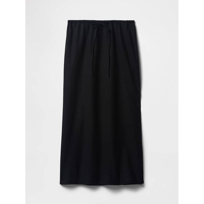 Linen-Blend Midi Etek цвет: Чёрный